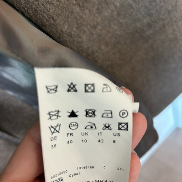 Grey Ombré Wool-Blend Coat w/ Oversized Shawl Collar, Midi Length - Picture 6 of 8